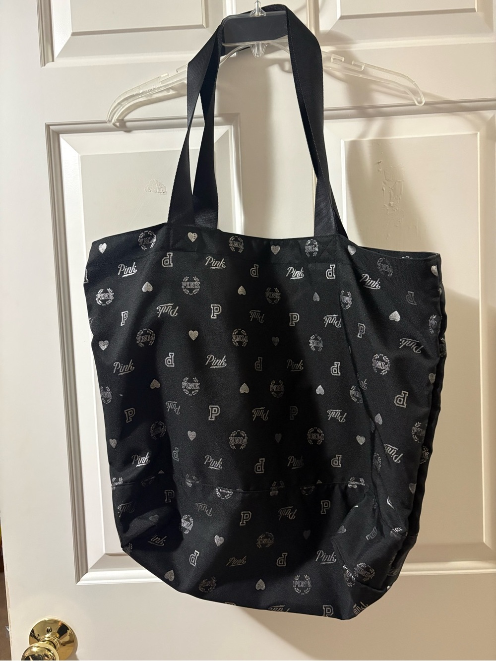 PINK Victoria's Secret Black Logo Print Tote